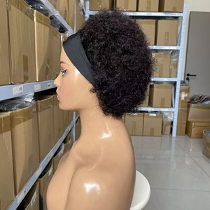 Perruque coupe <span class=keywords><strong>pixie</strong></span> avec bandeau en soie, sans dentelle, fabriquée à la machine, 100% cheveux brésiliens Remy purs, facile à porter, sans entretien requis - Product Image 1