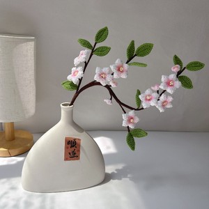 Hoogwaardige katoenen grote stengel haakwerk perzikbloesem |   Romantisch, dromerig, handgemaakt ambachtelijk cadeau voor Thanksgiving, Kerstmis, nieuw. - Product Image 3