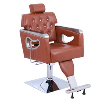 Fauteuil de Barbier de Luxe en Cuir PU, Pompe Hydraulique Robuste, Rotation à 360 Degrés, Design Contemporain pour Salon Commercial