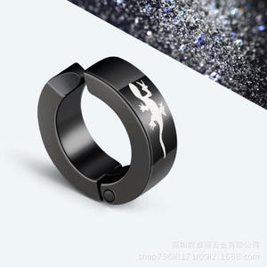 Pendientes de Clip de Aleación de Zinc con Patrón Animal, Anillo Circular, Joyería de Moda para Hombres y Mujeres, Sin Perforación - Product Image 3