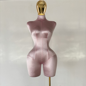 Mannequin de couture en fibre de verre rose, taille plus, corps demi-corps, avec <span class=keywords><strong>pose</strong></span> debout et bras flexibles - Product Image 5