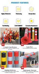 XZL PVC y acero T-Top Delineador de seguridad vial Base de goma negra suave altamente visible Poste de advertencia con base de plástico - Product Image 2