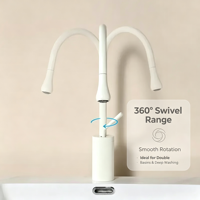 Robinet de salle de bain moderne à col de cygne, mitigeur chaud/froid à poignée unique avec bec pivotant à 360 degrés pour hôtels et villas de luxe
