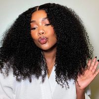 Perruques de Cheveux Humains Brésiliens Vierges Bombe Afro Bouclés Crépus Pré-Pluckées 180% 13x4 Lace Frontale Complète, Prêtes à Expédier pour Femmes Noires