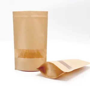 Dimensioni dell'imballaggio della termosaldatura imballaggio sacchetti a chiusura lampo laminati chiusura a Zip personalizza il tuo Logo sacchetto di carta Kraft stampa piccolo bianco marrone