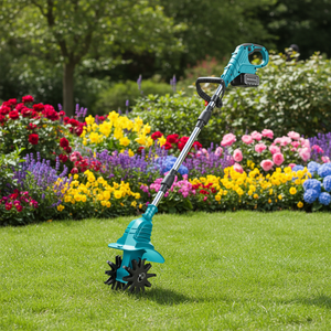 Mini motoculteur électrique rotatif avec moteur au lithium, micro-motoculteur agricole, désherbeur, tondeuse à gazon, facile à utiliser, léger (2,7 kg), noir/bleu - Product Image 1