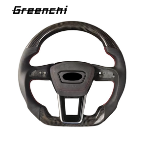 Volante Deportivo de Cuero y Fibra de Carbono con Base Plana para <span class=keywords><strong>Audi</strong></span> <span class=keywords><strong>A6</strong></span> A6L A7 A8 C8, Mejora y Modificación - Product Image 2