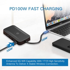 Sẵn sàng để tàu 5 trong 1 <span class=keywords><strong>wifi</strong></span> không dây Màn hình hiển thị 5G màn hình loại C <span class=keywords><strong>Docking</strong></span> Station USB HUB 4k USB 3.0 por Hub 8K HD Hub - Product Image 4