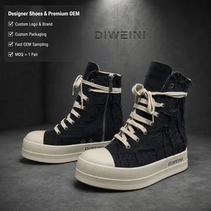 Zapatillas de Diseño de Lujo para Hombre y Mujer, Alta Calidad, Negras, Estilo Desgastado, de Caña Alta, Nuevas - Product Image 1