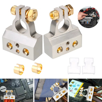2 connecteurs de borne de batterie de voiture en cuivre, pinces de câble audio stéréo, adaptateur 0/2/4/8/10GA, kit modifié 12V automobile