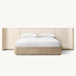 Byron Luxe Houten Kingsize Bedframe Verlengde Gestoffeerde Stof Oversized Hoofdeinde Amerikaanse Herenhuis Stijl Slaapkamermeubilair - Product Image 5