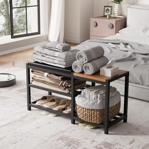 SENYU Modern Metal <b>Shoe</b> Rack With 3 Shelves <b>Storage</b> <b>Bench</b> For Bedroom Entryway Home Furniture Minimalist Design Space Saving - Product Image 1