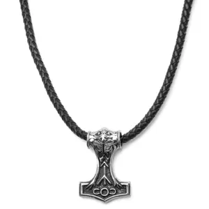 Antieke Viking Sieraden Lederen Koord Ketting Heren Noord Viking Thor Hamer Hanger Ketting