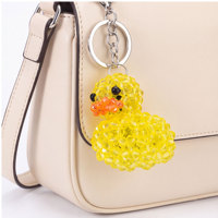 Colgante de Pato de Goma Amarillo con Cristales, Adorno de Bolso con Pato Adorable y Cuentas, Estilo Kawaii