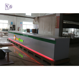 Longue table de banque avant en marbre en forme de L de luxe simple vert Comptoir de restaurant Bureau de réception tufté - Product Image 4