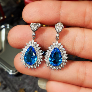 Orecchini Pendenti a Goccia in Cristallo Blu per Donne, Elegante Regalo da Viaggio, Accessori di Moda - Product Image 4