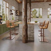 [En stock] Tabouret de bar pivotant à hauteur réglable, tabouret de salle à manger, tabouret haut, luxe léger, cuisine, cuir, minimaliste moderne, avec dossier