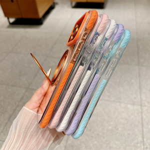 เคสโทรศัพท์มือถือแบบใสแม่เหล็ก Candy Frame สำหรับ iPhone 18 17 15 16 Pro Max พร้อมขาตั้งวงแหวนหมุนได้ 360 องศา ป้องกันการกระแทก - Product Image 4