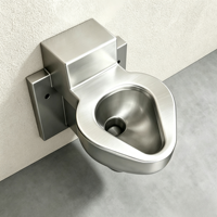 WC mural monobloc moderne en acier inoxydable 304 avec fonction anti-collision et chasse d'eau par gravité pour toilettes, prisons et centres de détention