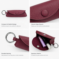 Étui à rouge à lèvres en cuir PU personnalisé, porte-clés, mini pochette portable pour baume à lèvres, sac de rangement cosmétique tendance, breloque de sac à main pour femme
