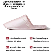 Échantillon de pantoufles d'intérieur en soie personnalisées en gros, écologiques et douces, avec personnalisation OEM, rose et gris
