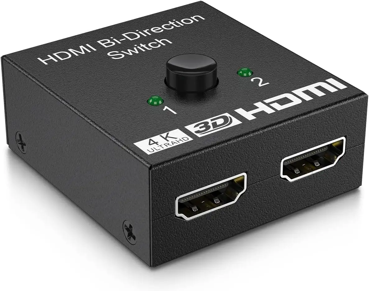 SY bidirektionaler HDMI-Schalter, HDMI 1.4 Switcher 2 in 1 Out, HDMI Splitter 2 in 1 Out, unterstützt 4K 3D 1080P