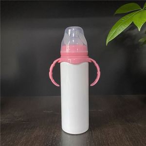 Botella de Agua para Bebés y Niños Pequeños de 8 Onzas (240 ml) con Tetina Anticólicos, Blanca para Sublimación, Mantiene las Bebidas Frías o Calientes - Product Image 2