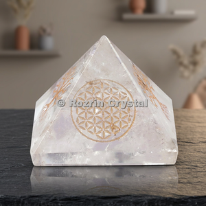 Pyramide de chakra en pierres précieuses |   Pyramide de guérison en quartz cristallin, pyramide de guérison en quartz, pyramide de chakra en pierres précieuses, pierres semi-précieuses - Product Image 2