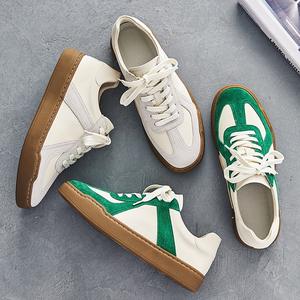 ใส่ได้ทั้งชายและหญิงรองเท้าวิ่งสไตล์เยอรมันย้อนยุครองเท้าผ้าใบผูกเชือกมิดซอลหนังเทียมด้านบน | เทรนด์แฟชั่นสำหรับทุกฤดูกาล - Product Image 2