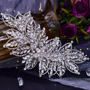 Kristal gelin tacı taç düğün saç aksesuarları gelin şapkalar el yapımı Rhinestone kafa kadın başlığı - Product Image 5