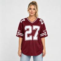 Maillot de football personnalisé pour femme, col en V, manches courtes, coupe oversize, imprimé par sublimation, haut ample pour le sport et les événements festifs