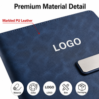 Ensemble cadeau : Journal en cuir PU A5 avec affichage de température intelligent, stylo, gobelet isotherme, surpiqûres blanches, fermoir argenté, logo personnalisé