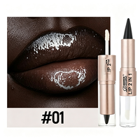 Crayon à lèvres 2-en-1 marron nude rose effet miroir, dégradé, mat, waterproof, pour un maquillage sexy