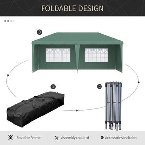 Green 10' X 20' up <b>Canopy</b> Party <b>Tent</b> with 4 Sidewalls for Weddings & Events - Product Image 4