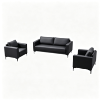 Ensemble de canapés en cuir PU gris 1+1+3, ensemble de canapés modernes économiques pour salon, bureau à domicile et usage commercial
