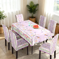 Ensemble de nappes et housses de chaise en polyester imperméable à motif floral tropical, prix d'usine, pour salle à manger, fête, décoration intérieure, vente chaude