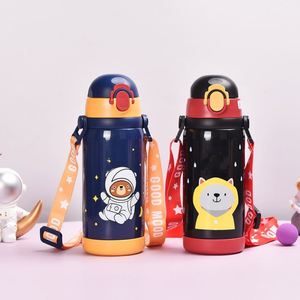 Cute School Kids 450Ml Children'S Thermos <b>Bottle</b> Insulated Vaccum Flask 304 Stainless Steel Kids Water <b>Bottle</b> With Straw - Product Image 2