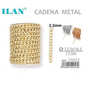 Catena Metallica Ilan 3.3mm 13.5m Colore Oro per Artigianato e Decorazione - Product Image 1