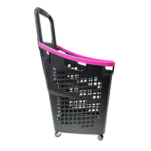 Cesta de Compras con Ruedas, Cesta de Plástico de Buena Calidad, Cesta de Supermercado con Respaldo Alto - Product Image 2