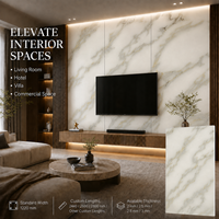 Panneau mural en PVC brillant MORLENX, effet marbre UV veiné blanc ivoire, pour projets résidentiels de luxe