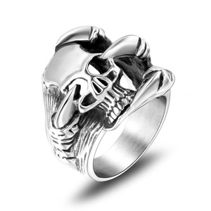 Skull <b>Titanium</b> Steel <b>Ring</b> For Men Punk Skeleton Design SA446 Gift Jewelry - Product Image 4