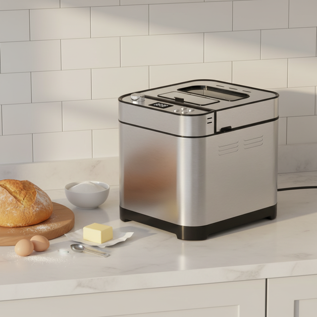 Household Electric Automatic Bread Maker French Keep Warm Gluten-Free Function Easy Kids-Friendly Sleek Glass Panel Design