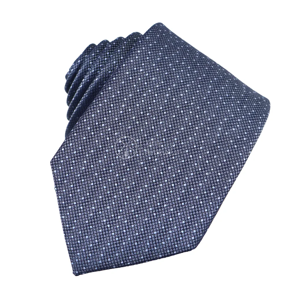 Modern Styles Custom Manufacturer Tiny Checkered Tie Silk Blue Geometric Woven Jacquard Men Formal Neckties