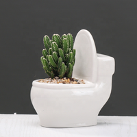 Pot de fleurs en céramique en forme de toilette, mini jardinières pour la décoration du jardin