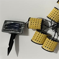Bougie en rotin de style vintage, lampes solaires à led pour l'extérieur, lanterne en osier artisanale, lampe de jardin décorative