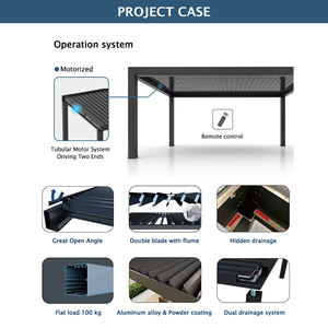 Op maat gemaakte intrekbare slimme automatische buitenpergola, modern design elektrische waterdichte aluminium louvre-<span class=keywords><strong>pergola</strong></span> voor de tuin - Product Image 4