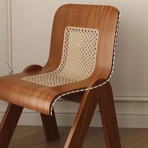 Chaise de salle à manger en bois massif avec dossier en rotin, pour adultes, meubles de salle à manger - Product Image 2