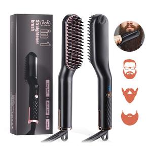 <span class=keywords><strong>Brosse</strong></span> <span class=keywords><strong>lissante</strong></span> 3-en-1 à chauffage rapide PTC avec logo personnalisé, peigne lissant et peigne chauffant <span class=keywords><strong>pour</strong></span> <span class=keywords><strong>barbe</strong></span> <span class=keywords><strong>pour</strong></span> hommes - Product Image 4