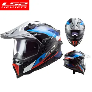 Ls2 Pull Helm Carbon Fiber Dual Lens Motorfiets Helm Off-Road Motorfiets Helm Hele Seizoen Anti Fog Mx701