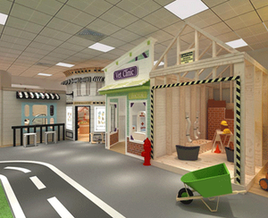 Casa de simulación de madera personalizada, patio de recreo interior, juego de rol para jardín de infantes y preescolar con Hospital, barbería - Product Image 4